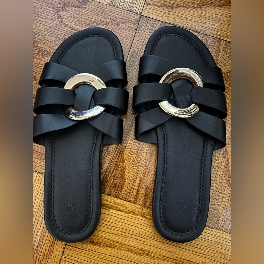 H&M black and gold sandals